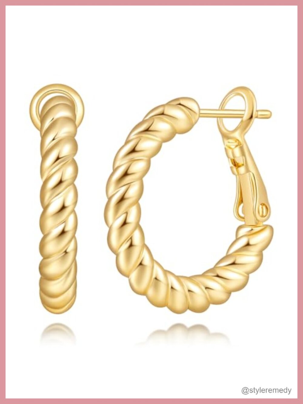 14k Gold Plated Twisted Hoop Earrings 22mm 25mm